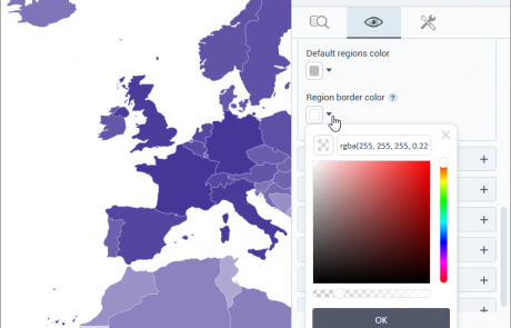 Border color for regions on map visualizations