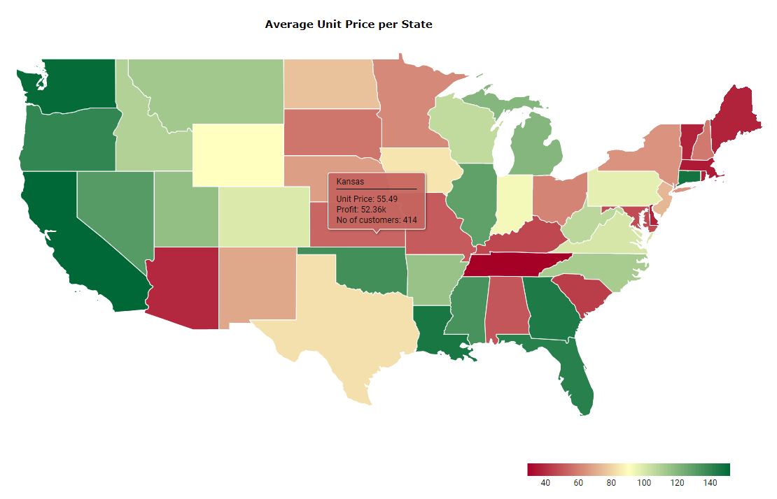 Filled maps - Average Unit Price per State