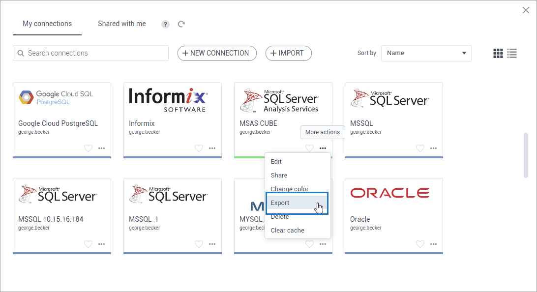 Export data connections