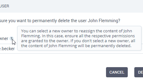 Change content ownership when deleting a user