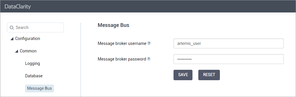 Message broker configuration
