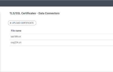 Upload TLS/SSL certificates for secure web connectors and data connections