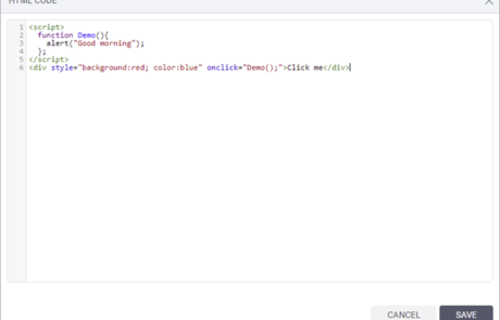 Add HTML code in the Code Editor