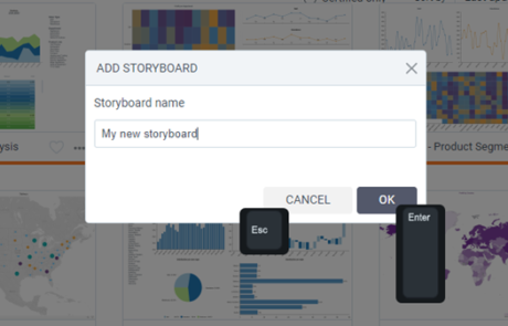 Keyboard shortcuts for working with storyboards